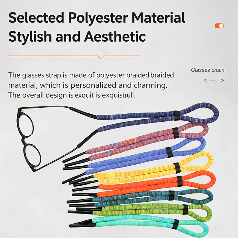 Colorful Floating Polyester Knit Eyeglass Strap Adjustable Anti Slip Sunglasses Lanyard For Diving Swimming Surfing Water Sports