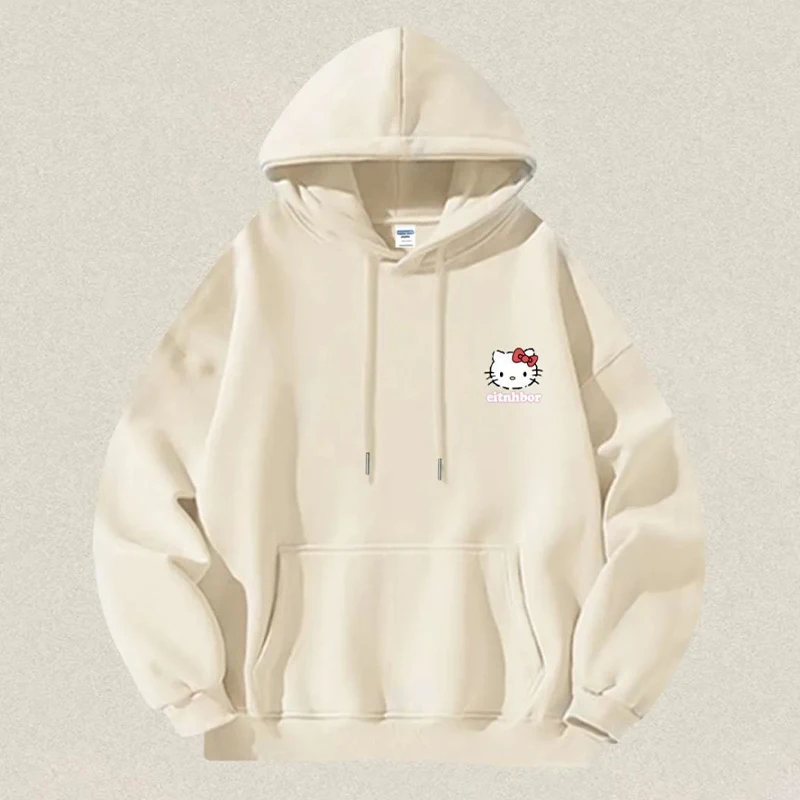 Sanrio Kawaii Hello Kitty Hoodie Anime Cute Girls New Fashion Versatile Cartoon Graffiti Loose Slimming Couple Hooded Sweatshirt