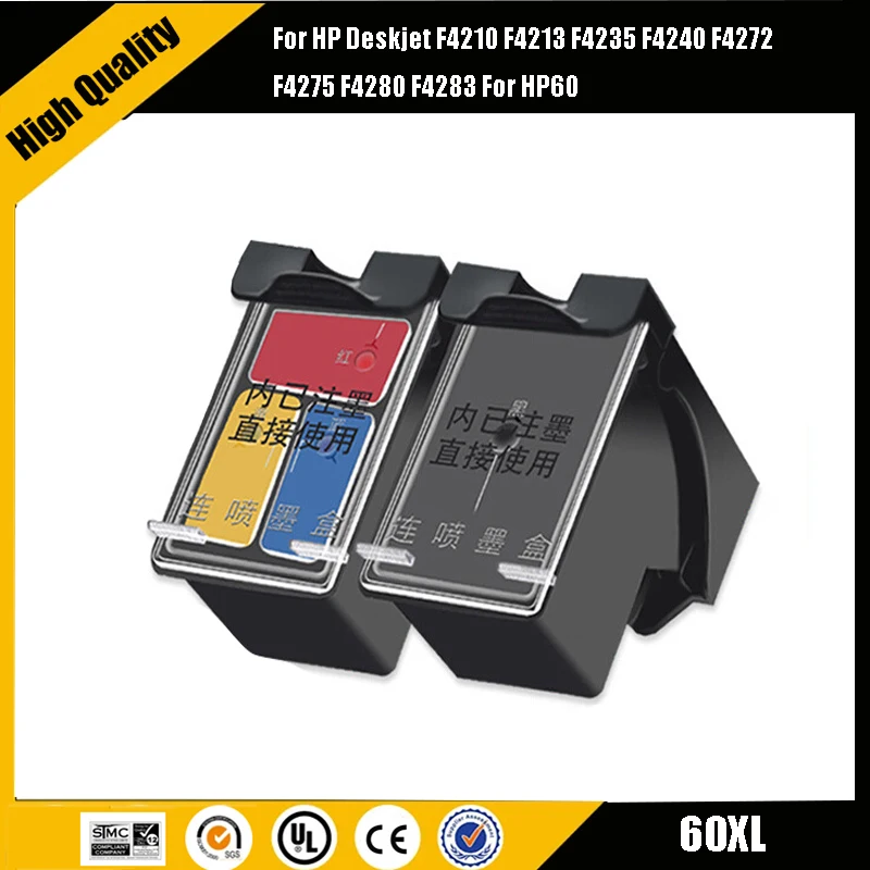 

Compatible for HP 60 XL ink cartridge for HP60 60xl Deskjet F2480 F2420 F4480 F4580 F4280 D2660 D2530 D2560 PhotoSmart C4680