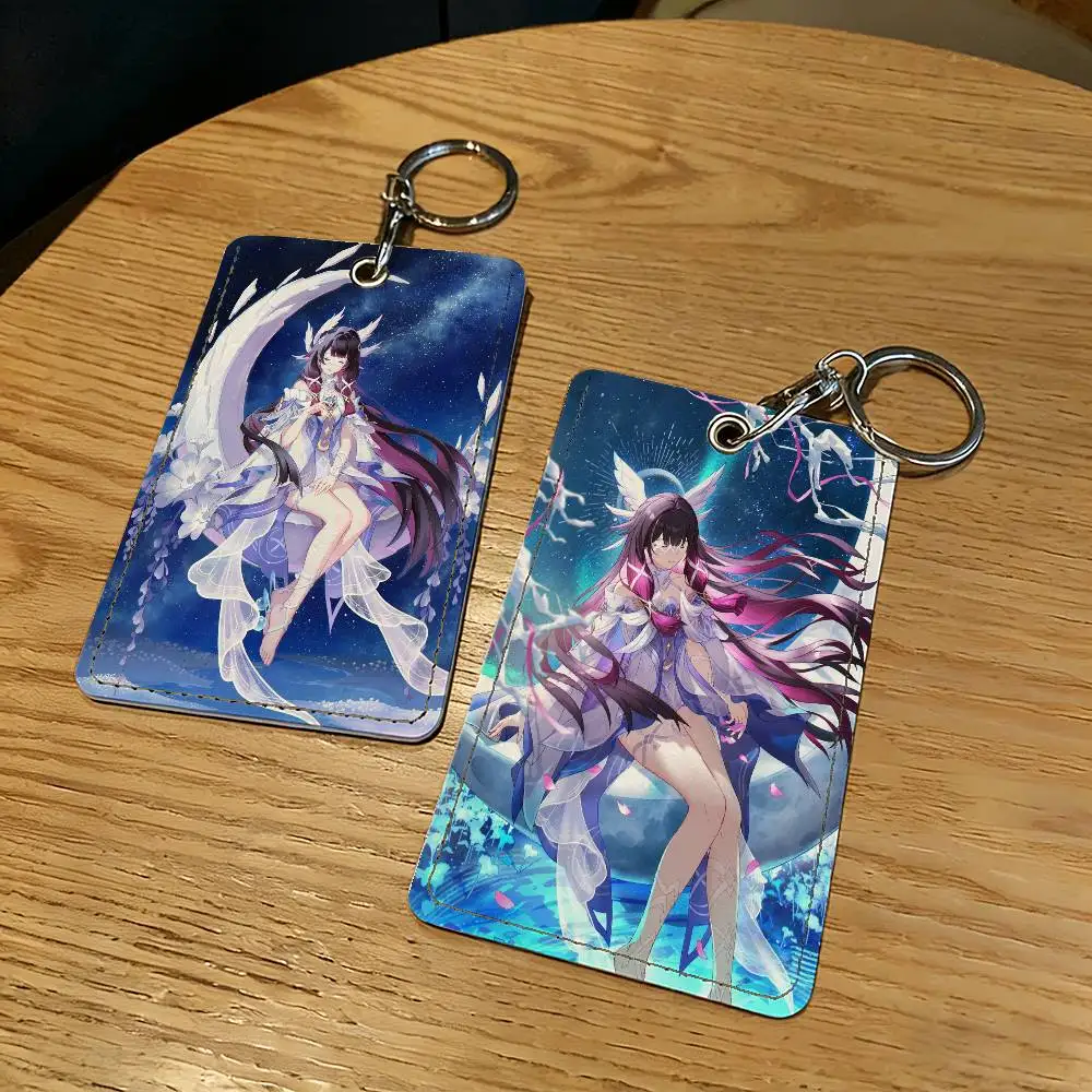 

Genshin Impact Columbina Card Holder With Keychain Executive Protection For Bank Credit Subway Bus Case