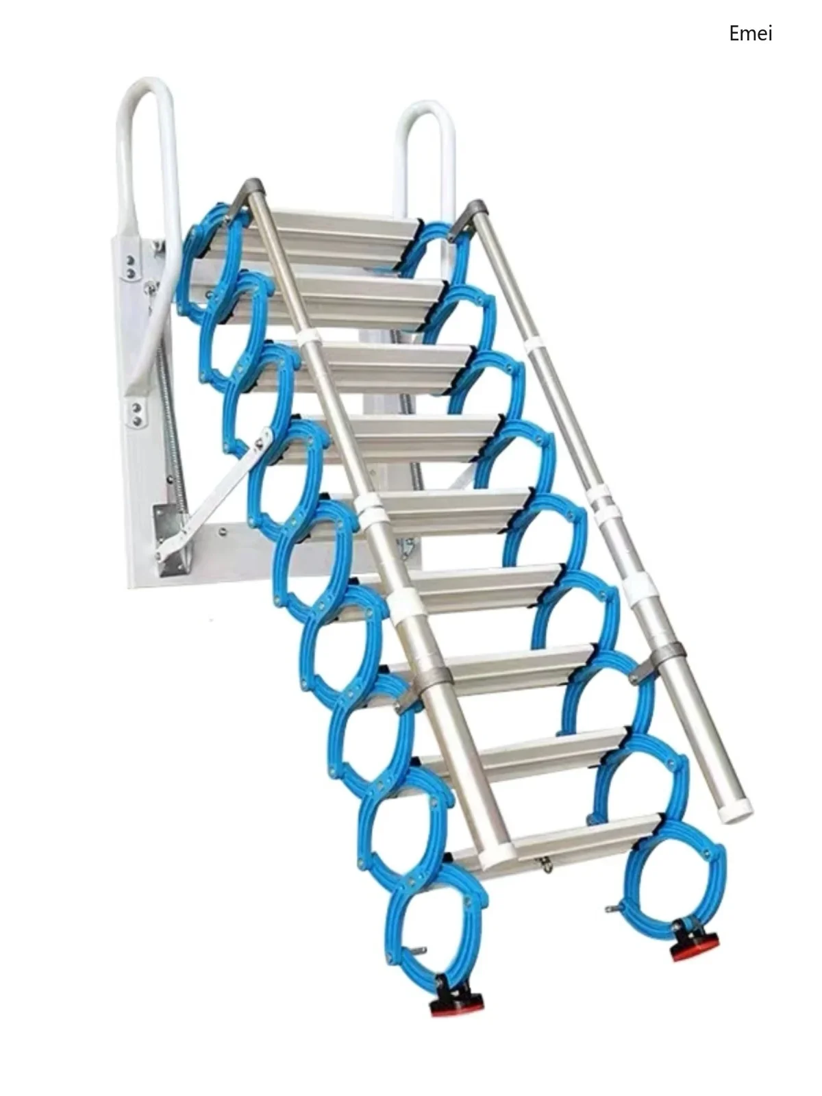 Wall-Mounted Attic Retractable Staircase Outdoor Anti-Rust Folding Ladder