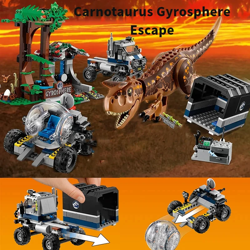 Marcas Conjuntos de Tijolos Série Blocos de Construção Carnotaurus Sastrei ‌ ‌   Girosfera Escape Dinosaur 75929 World Park Brinquedos Presente para Crianças
