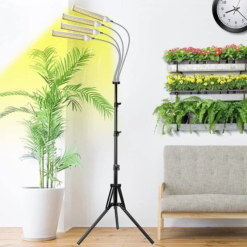 Grow Lights Timer For Indoor Plants,Full Spectrum With 60" Extendable Tripod Stand,420 LEDs 1/4-Heads Floor Plant Grow Lights