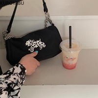 Women Cute Dog Printing Handbag with Chain Fashion Casual Shoulder Bag for Ladies Travel Shoulder Purse Phone Belt Bags 49D372