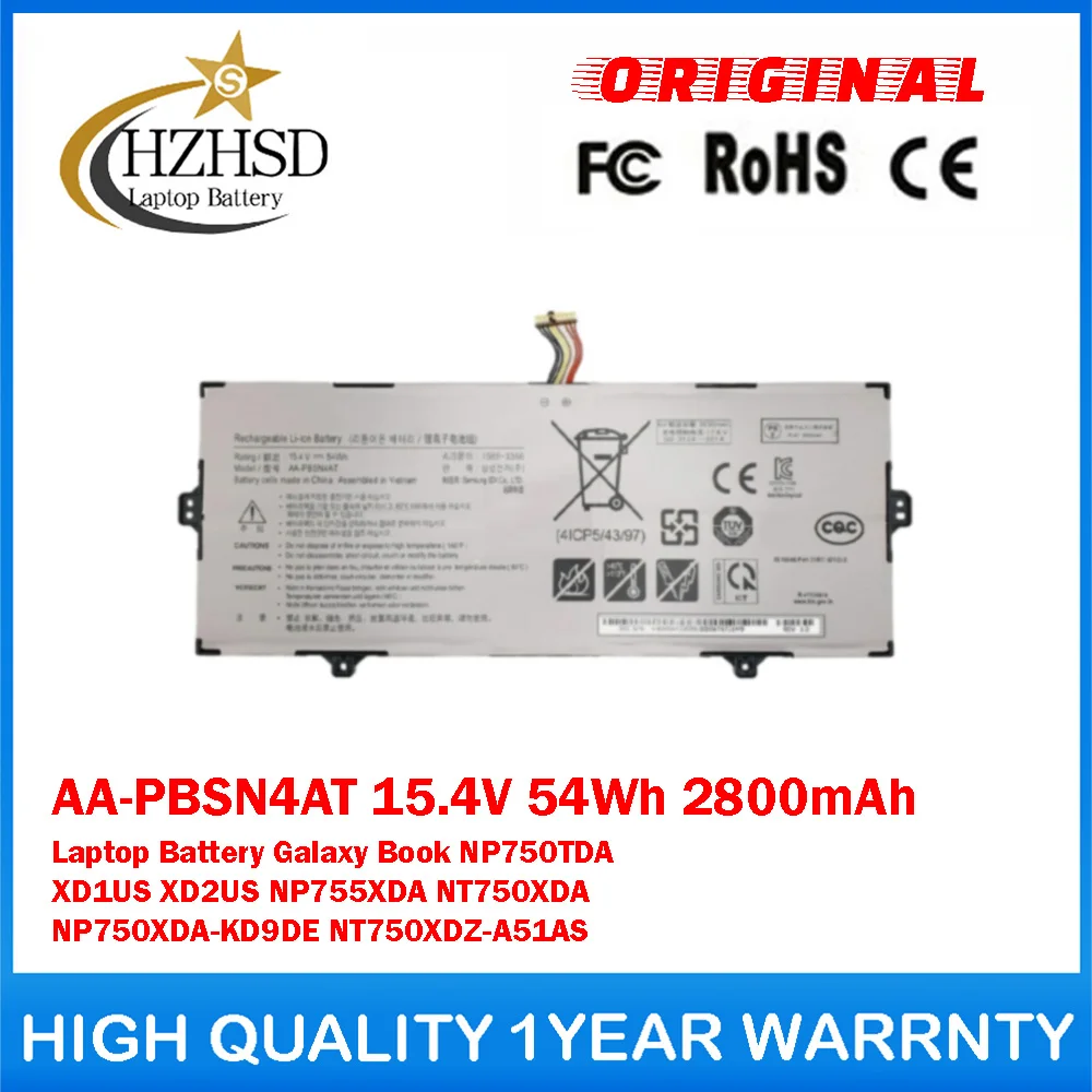 

AA-PBSN4AT 15.4V 54Wh 2800mAh Genuine Original Laptop Battery For Samsung Galaxy Book NP750TDA XD1US XD2US NP755XDA NT750XDA