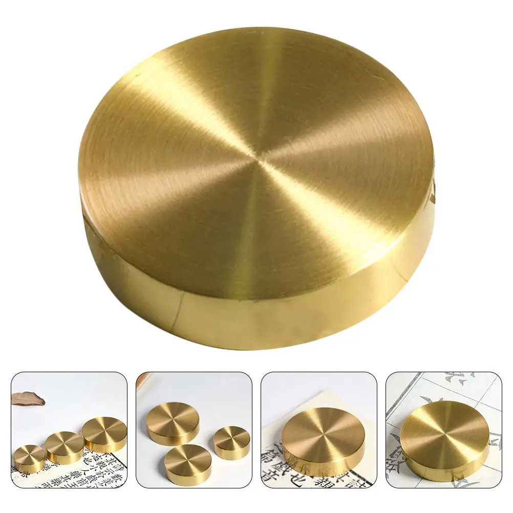 

Латунный пресс-папье круглой формы, цельнометаллический, с гладкими краями, аксессуар для каллиграфии, пресс-папье для рисования, для китайской каллиграфии