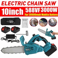 10 inch Oil Lubrication Electric Chain Saw With Two Rechargeable Batteries Handheld Pruning Chainsaw Woodworking Cutting Tools