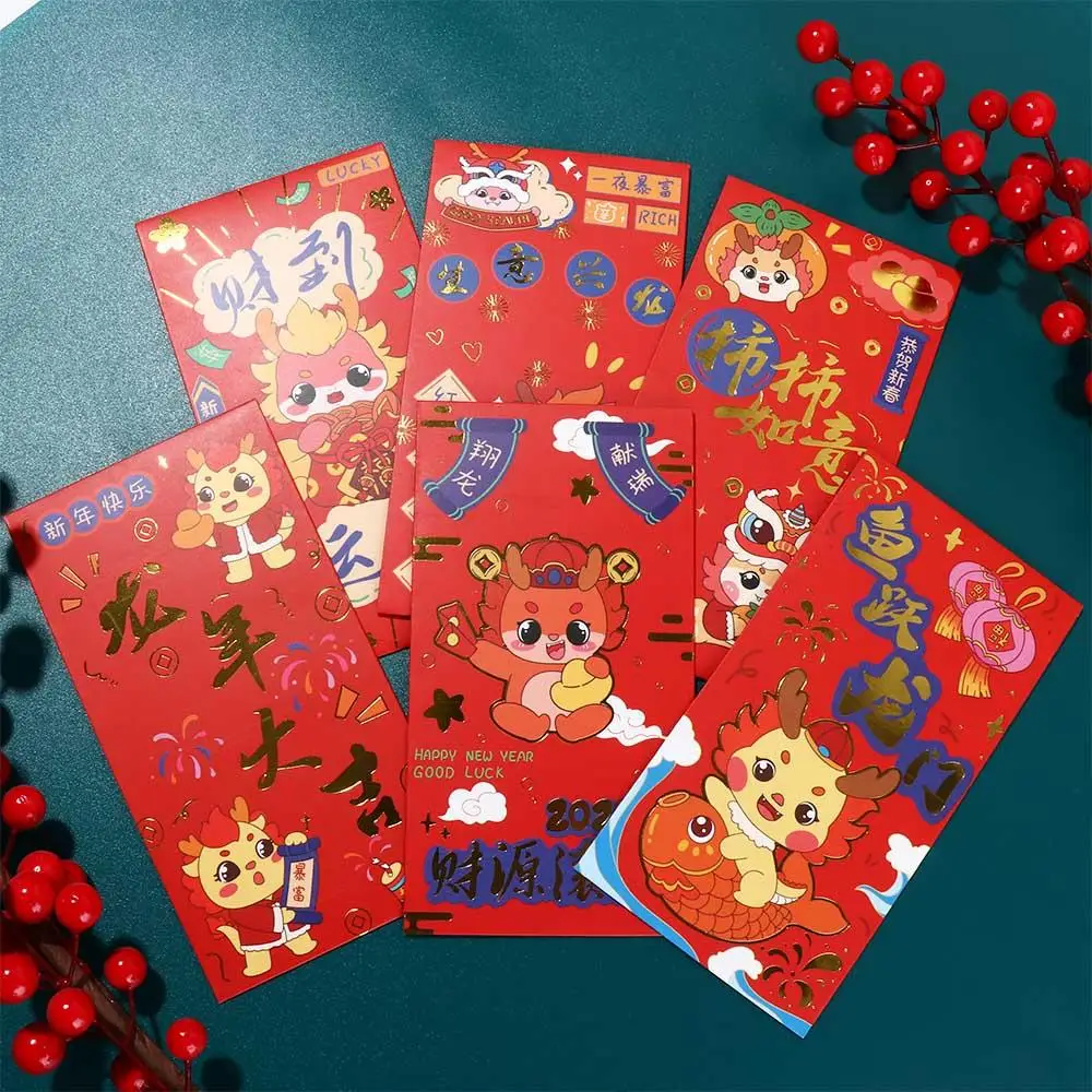 Amplop Merah Tahun Baru 2024 Kantong Uang Keberuntungan Motif Naga Kantong Uang Ucapan Terbaik Keberuntungan Hadiah Tahun Baru