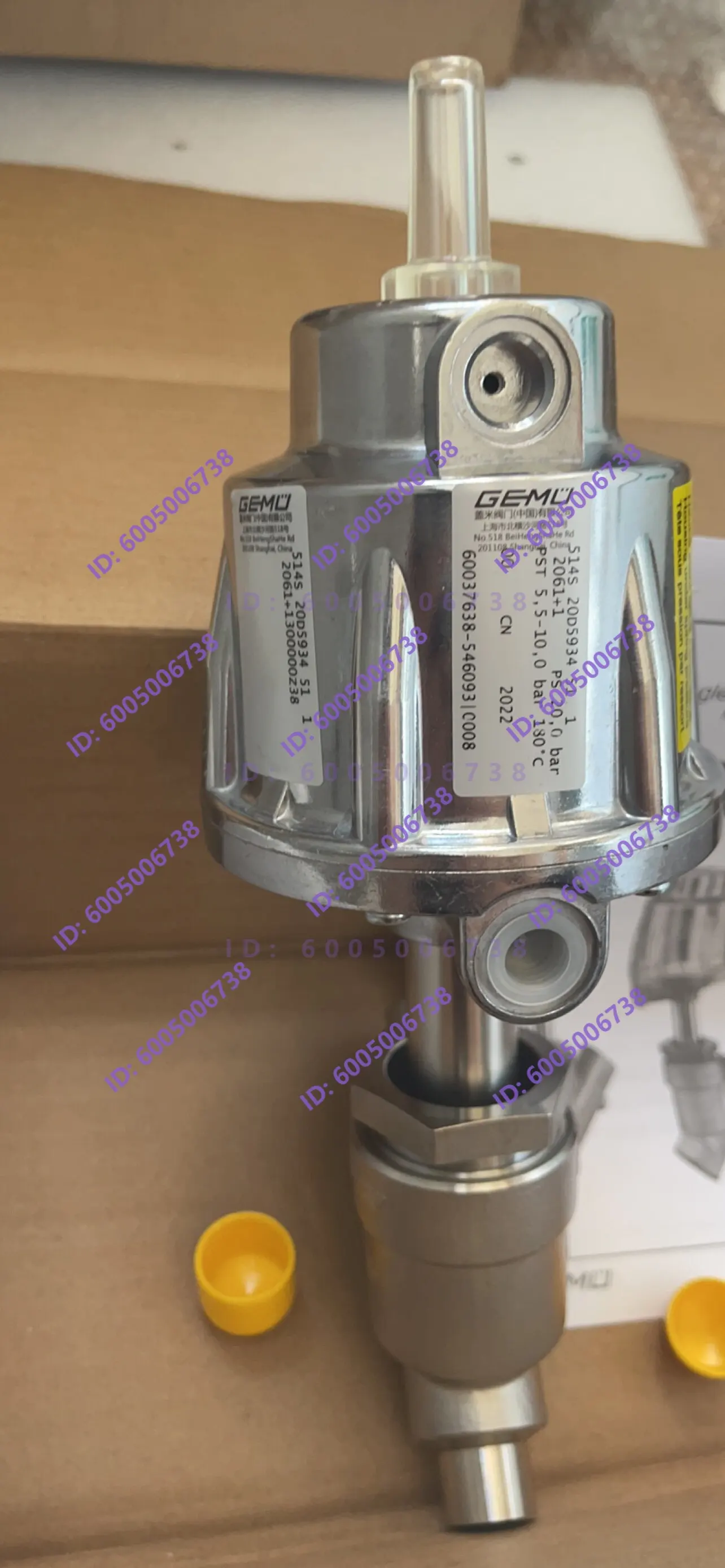 Steam sterilization cabinet GEMU welded DN20 corner seat pneumatic valve 514S20D5934511