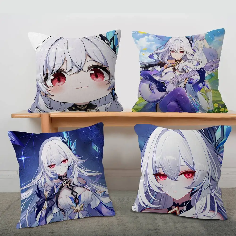 Game Genshin Impact Skirk Cushion Cover Polyester Sofa Cushions Decorative Throw Pillows Home Decoration Pillowcover