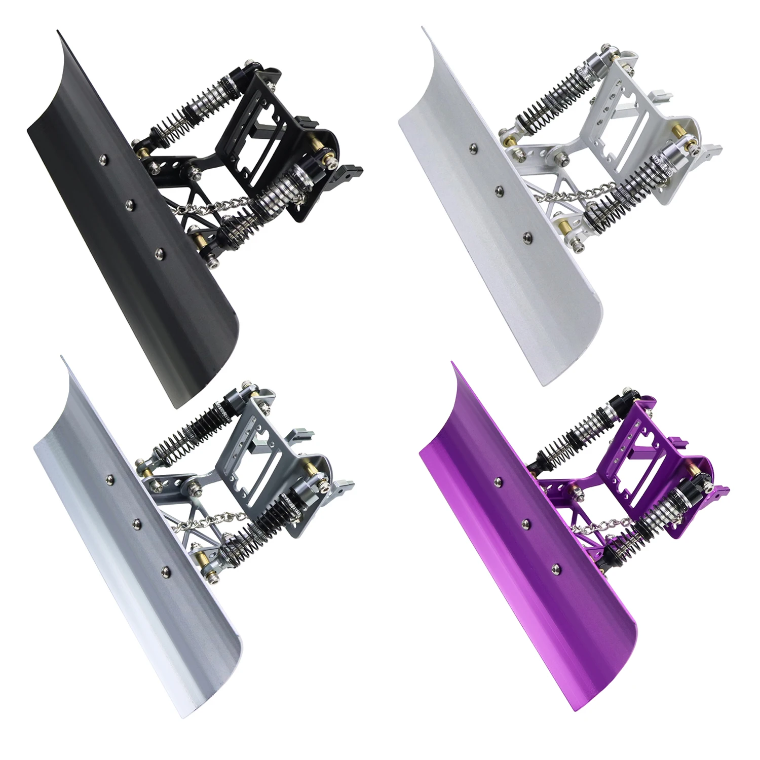 1/18 アルミ製調整可能除雪機、雪・砂用シャベル、クローラーツール、RCクローラーカーTrx4M、ブロンコ、ディフェンダー用アップグレードパーツ