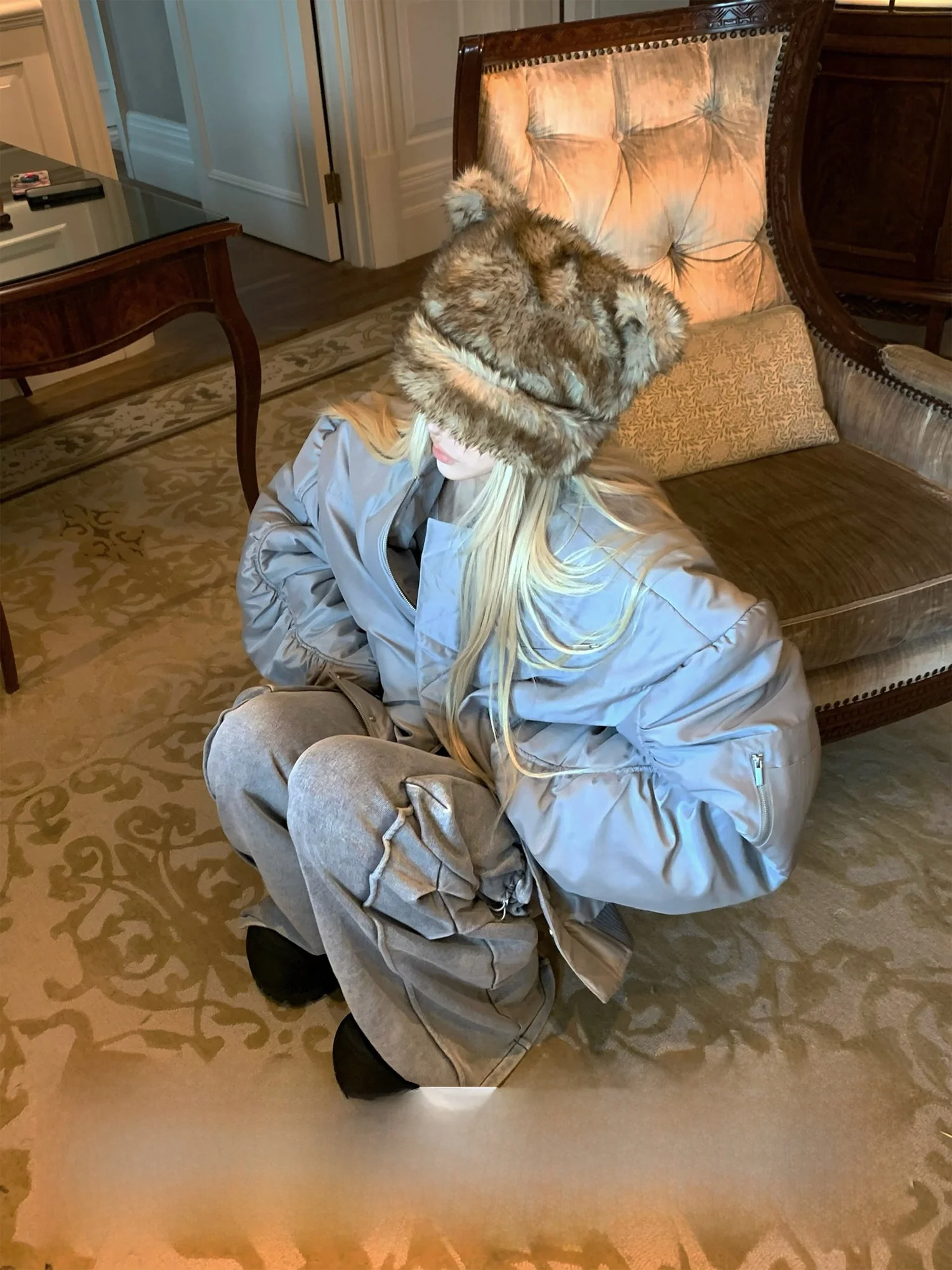 

Adorable Bear Cub Plush Warm Hat Leopard Faux Fur Soft Cozy Cap for Women in Autumn Winter Polyester Fiber No Brand Registered