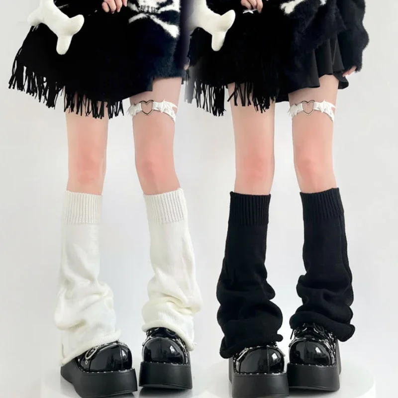 Lolita Socks Cute Flared Knitted Long Warmers Foot Cover White Black Arm Warmer Leg Kawai Jk Autumn Calf Gaiters Sweet Legwarmer image 2