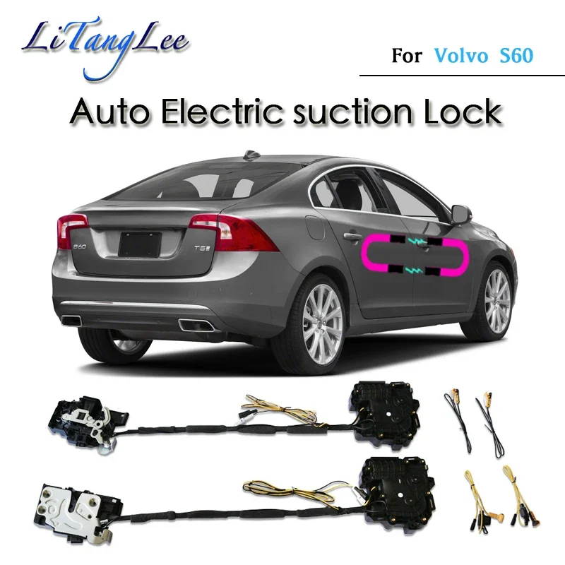 For Volvo S60 2015~2024 ​​Car Soft Close Door Latch Pass Lock Actuator Auto Electric Absorption Suction Silence Closer