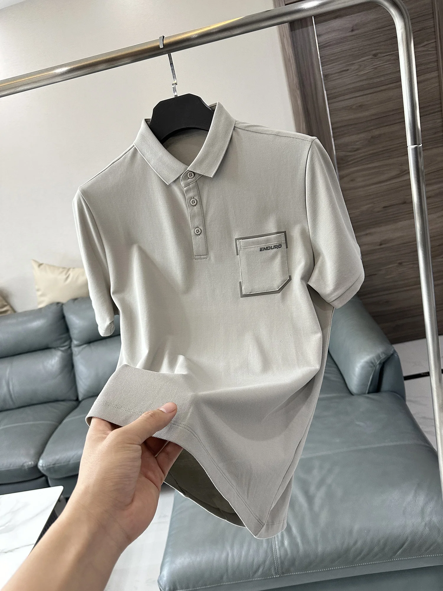 Casual Summer New Men's Short Sleeve T-Shirt Patchwork Pocket  Shirt Base Layer Cotton Polyester Spandex Blend Breathable