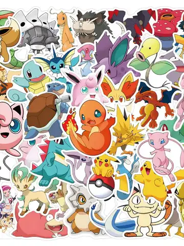 10/50/100/200PCS Cute Anime Pokemon Stickers Kawaii Pikachu Eevee Game Decals Laptop Phone Diary Decoration Classic Toy Sticker
