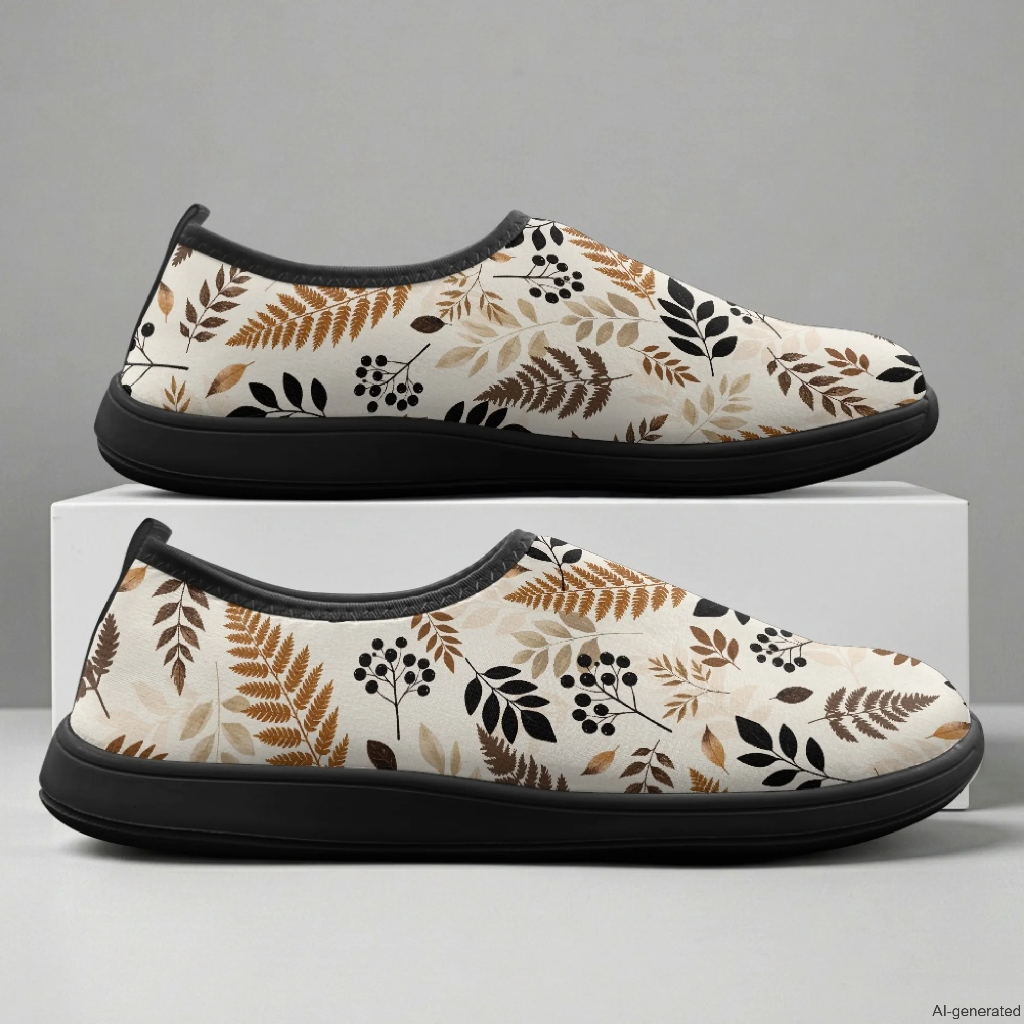 XIXIRIMIDO Walking Shoes Slip-on Wide-toed Shoes Board Shoes Work Shoes Casual Shoe for Woman Male Nurse Shoes Leaves Pattern