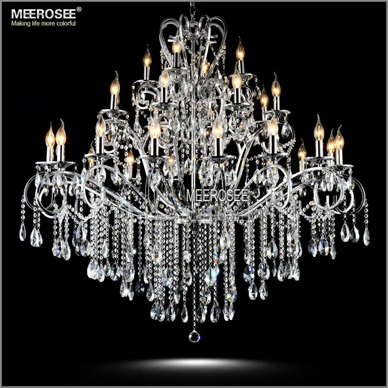 

Meerosee Modern Chandelier Lighting Luxury Chrome Large 28 Arms Wrought Iron Pendant Lamp Lustre De Sala for foyer villa