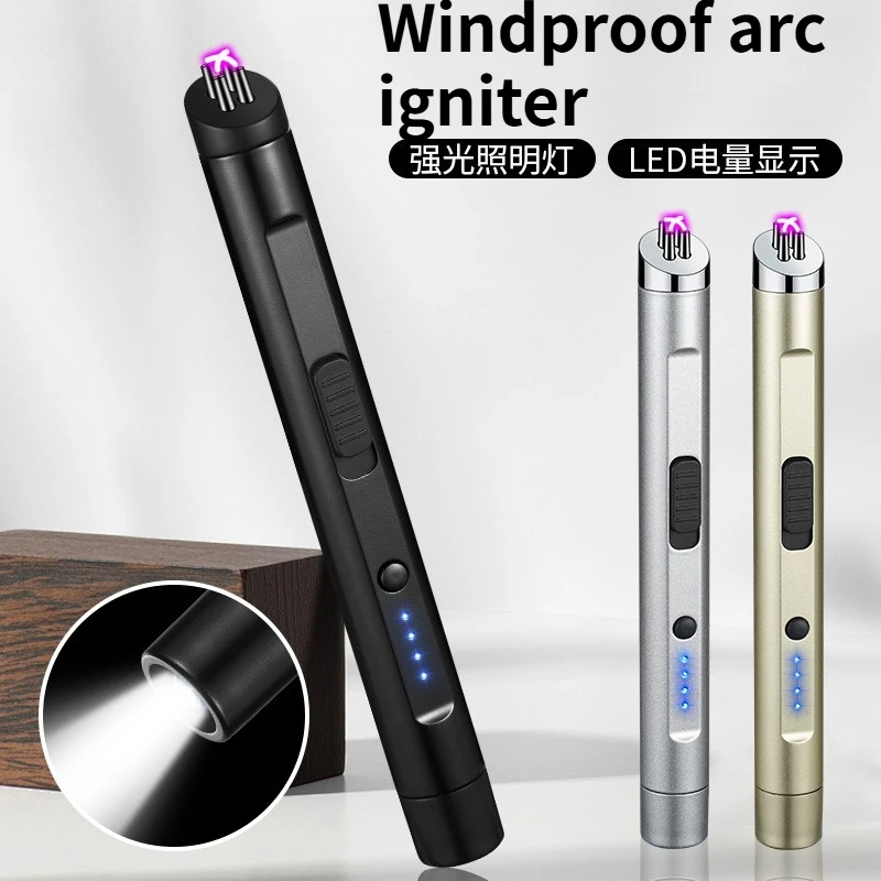 

New Household Outdoor Barbecue Cigarette Lighter Portable and Multifunctional Charging Dual Arc Lighter Cigarette Accessories