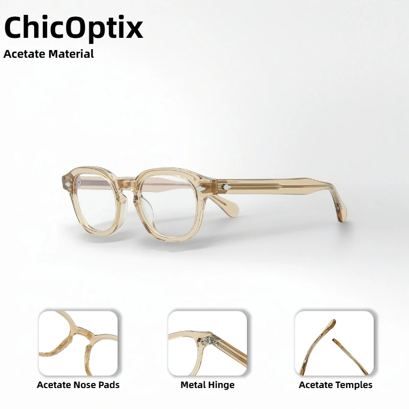 솔리드 컬러 레트로 비 처방 안경 조니 뎁 패션 프레임 라운드 품질 아세테이트 프레임 장식 안경