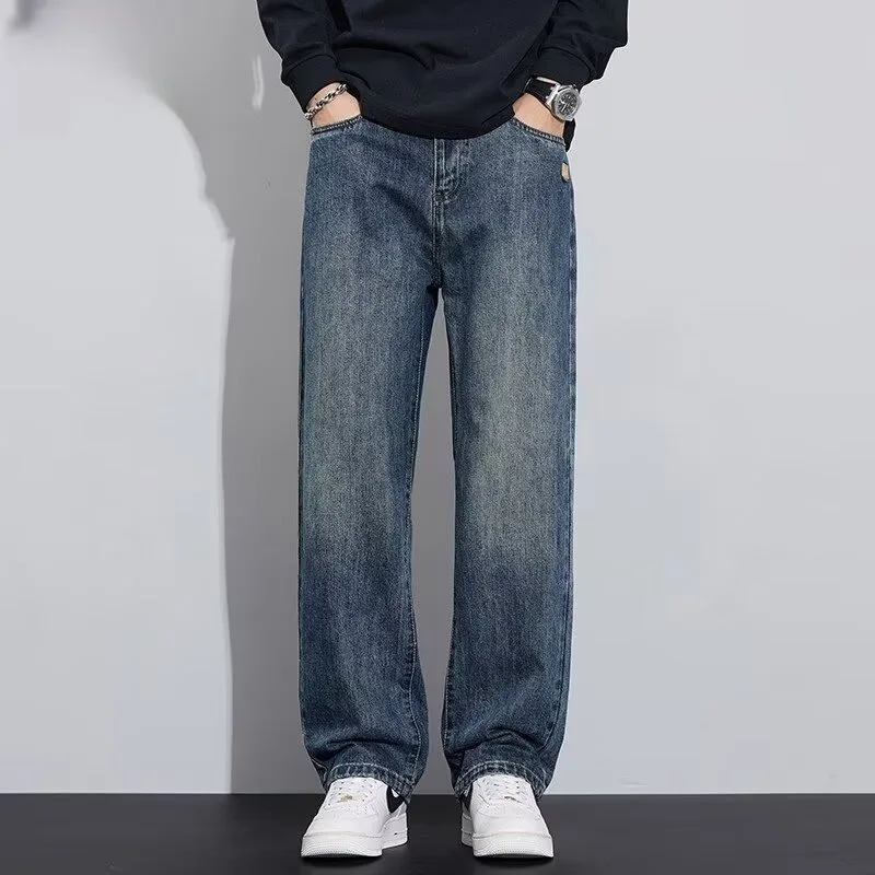 Men Jeans American Style Washed Straight Leg Casual Denim Pants Autumn High Street Fashion Jeans for Men