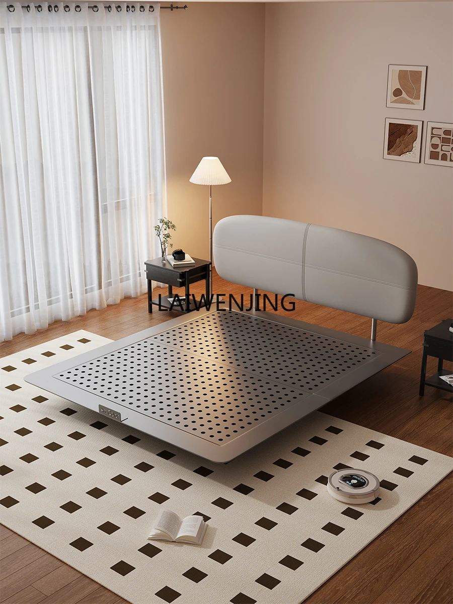 MJY leather art Italian minimalist master bedroom suspended double  luxury soft bag bed