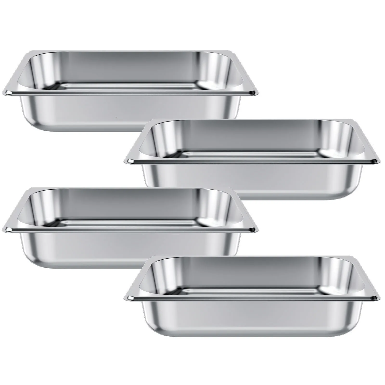 SucceBuy 2 4 6 Pack Stainless Steam Hotel Pan 1/2 Size Table Steam Pan Anti Jam Restaurant Supplies Rustproof Catering Storage