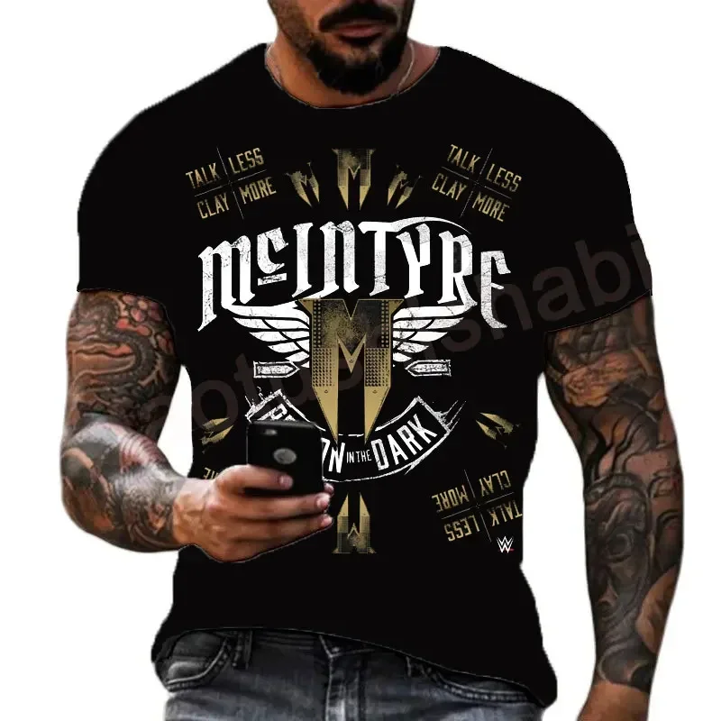 2024 Summer Hot Male 3D Printed Men\'s Top Wrestler Comfortable Breathable Fashion Large Size Loose Quick Dry Short Sleeve