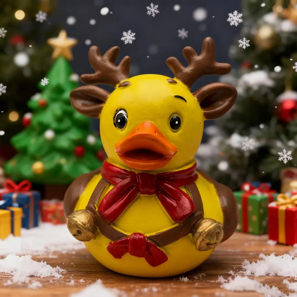 8cm Christmas Duck Figurine Santa Claus Reindeer Elf Snowman Duck Statue Resin Animal Sculpture Xmas Party Tabletop Decoration