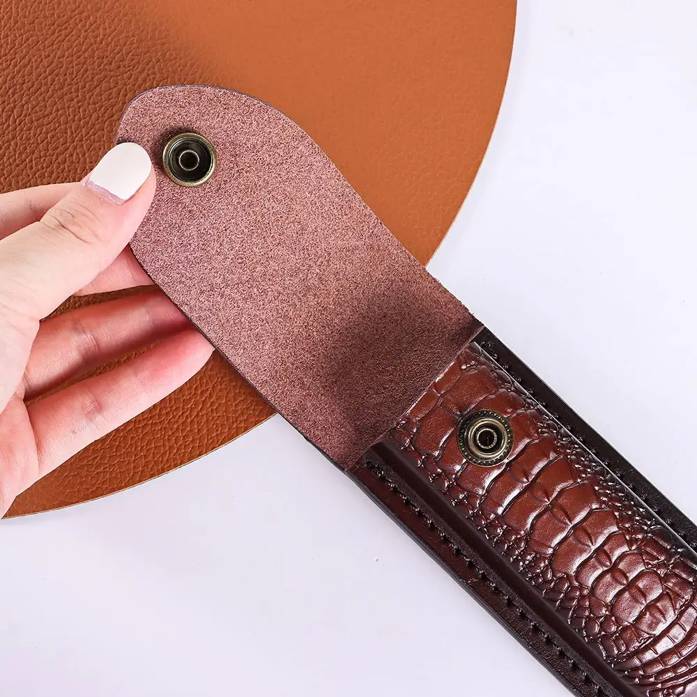 Fold Cowhide Knife Leather Sheath Scabbard Straight Pocket Sheath Cover Pants Protector Bag Knife Cover Bag Outdoor Tools