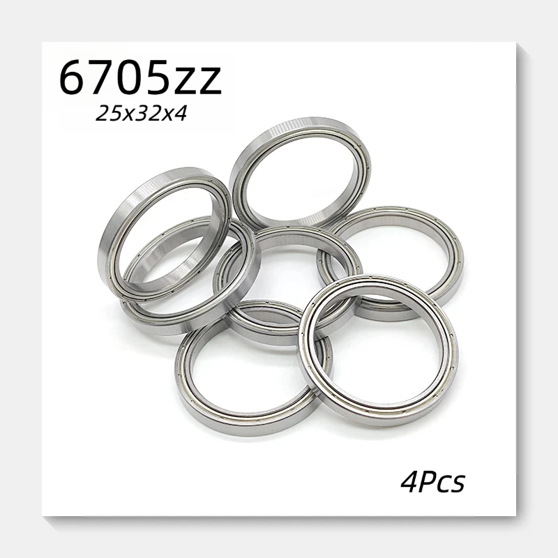 4 Stück 6705ZZ 25 x 32 x 4 mm Lager, Miniatur-Kugellager aus Chromstahl, metallversiegelt, 6705 ZZ 6705-2z
