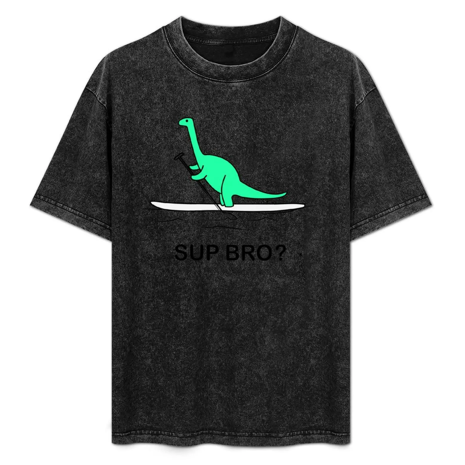 

Stand up paddling Sup bro brontosaur on SUP board funny dino art T-Shirt summer tops plain aesthetic clothes tshirts for men