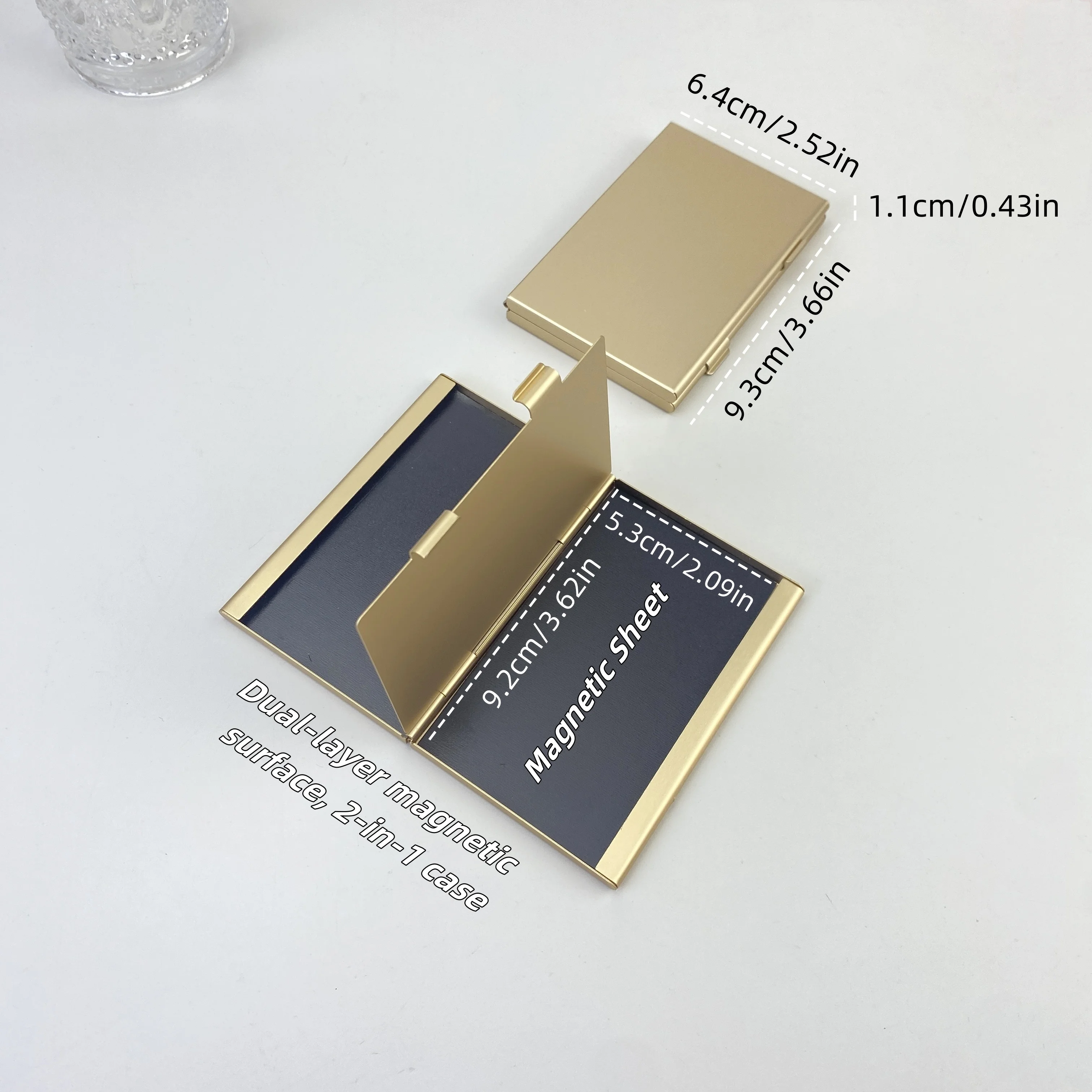 Scatola magnetica a doppio strato in alluminio ultrasottile compatta fai-da-te - Custodia ricaricabile per ombretto e fard