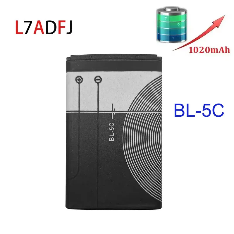 Batería de 1020mAh para Nokia BL-5C 1100 6230 6600 1108 1112 1200 N70 N91 N-Gage, reemplazo con cargador 4