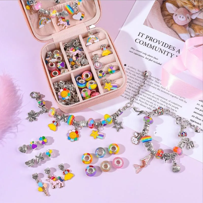 Charm Bracelet Making Kit for Girls,Gift Box 66 Pcs of Jewelry Making Kit for 6-12 Girls Birthday Christmas Gift