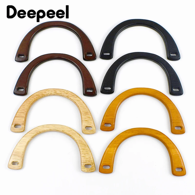 2Pcs 15cm Solid Wooden Bag Handle for Woven-Bag Handbag Purse Frame DIY Handmade Closure Sewing Brackets Bags Accessories