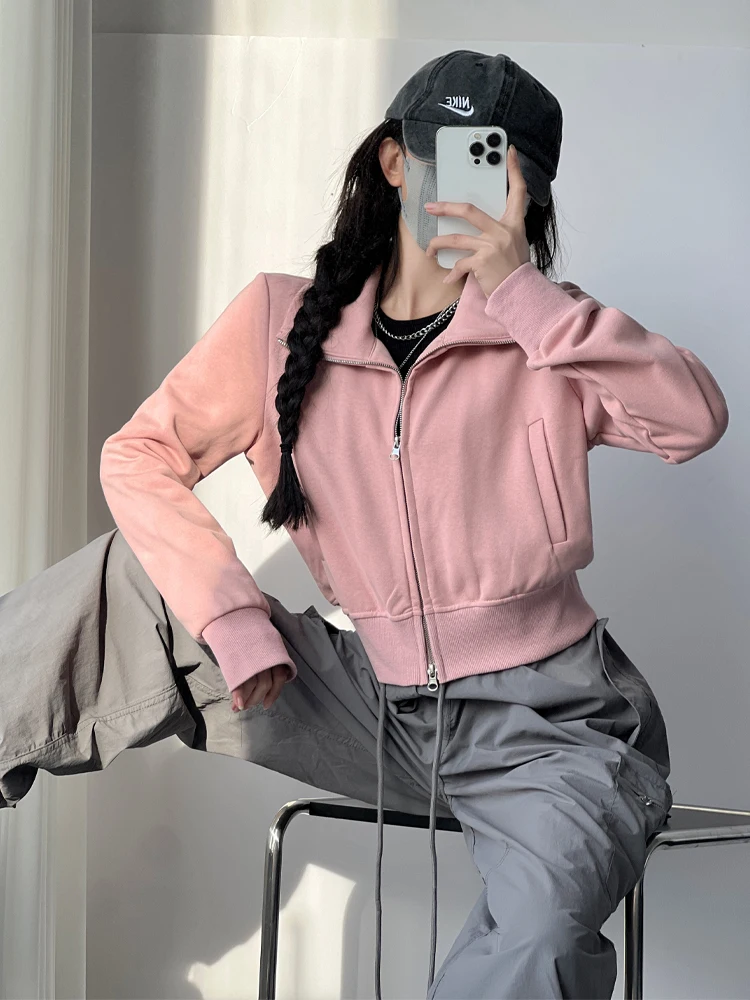 الوردي البلوز Jaet المرأة ort ملابس خارجية فضفاضة ربيع الخريف الرياضة سترة مفتوحة أعلى حجم صغير تنوعا Sle