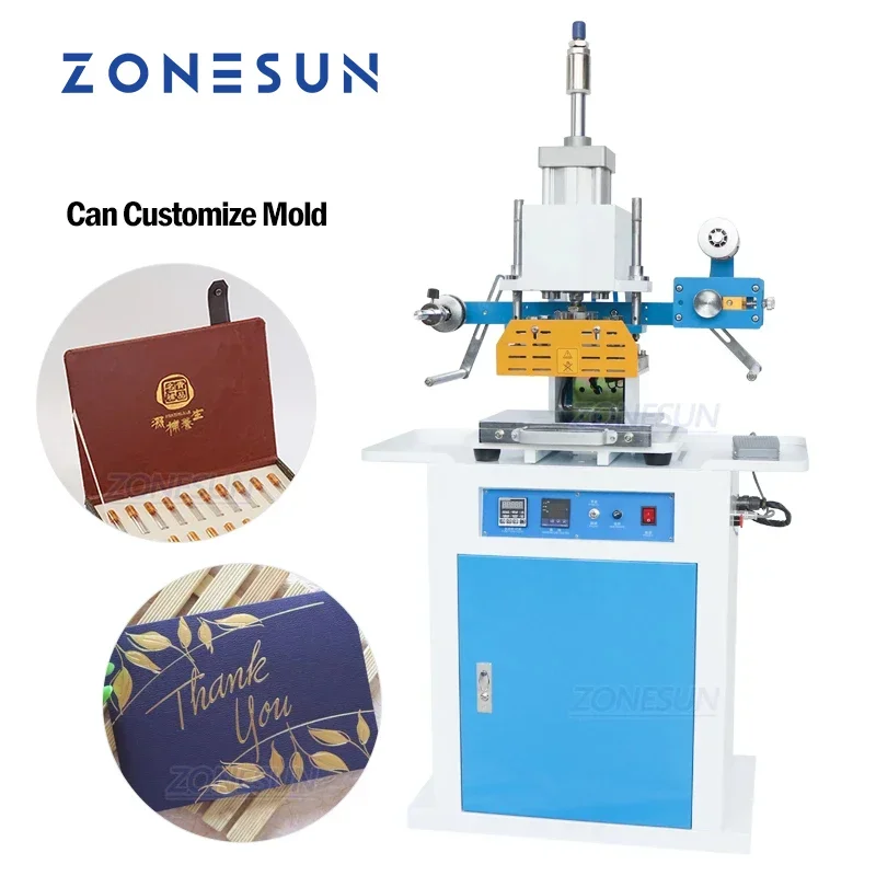 

ZONESUN ZS-819C Pneumatic Leather LOGO Embossing Creasing Heat Press Machine Cosmetics Heat Press Hot Foil Stamping Machine