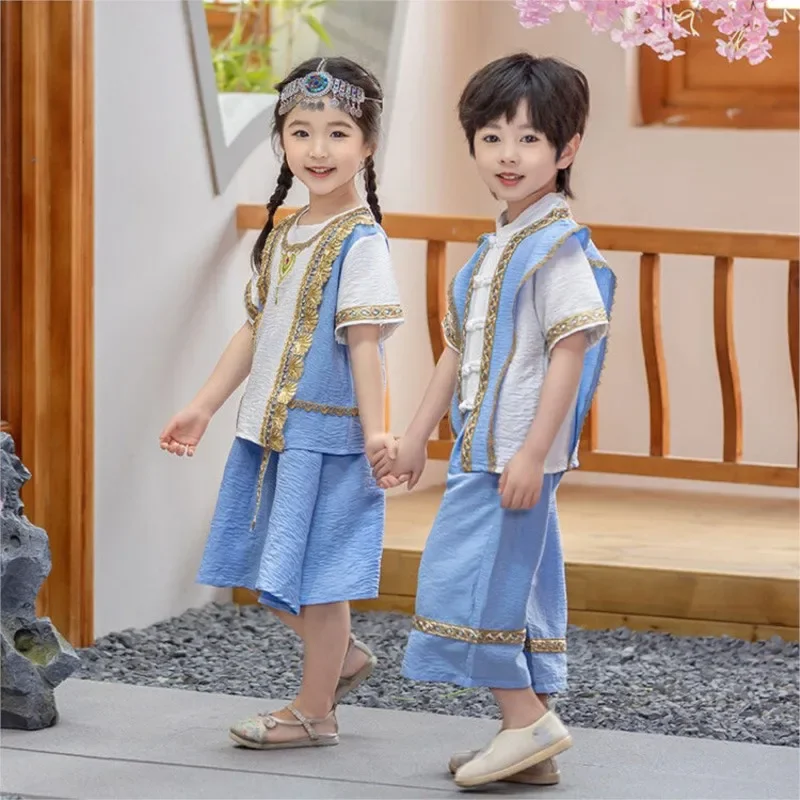 ชุดการแสดงเด็กไทยปี 2025 เสื้อผ้าเด็กไทยสำหรับฤดูร้อน ชุดการแสดงเทศกาลสาดน้ำได๋ รุ่น LH685