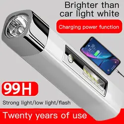 Tubarão sorridente forte luz lanterna à prova dwaterproof água luz lateral power bank mini portátil remoto lanterna ao ar livre caminhadas acampamento