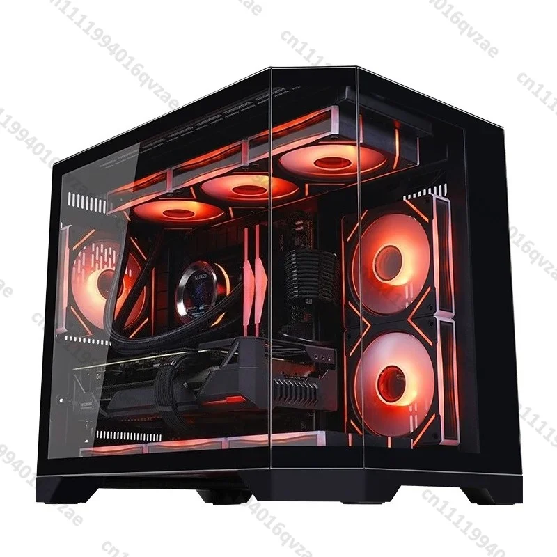 White Computer Case Desktop M-ATX Main Board Fish Tank Sea View Room 360 Water Cooling ITX