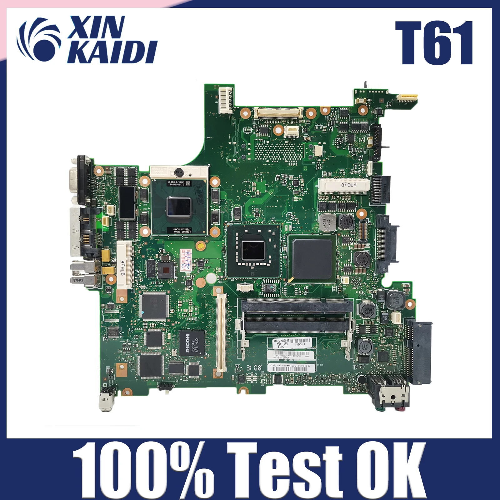 

42W7876 44C3928 For Lenovo IBM Thinkpad T61 T61P Laptop Motherboard 965PM DDR2 15.4 Inch 100% Tested Fully