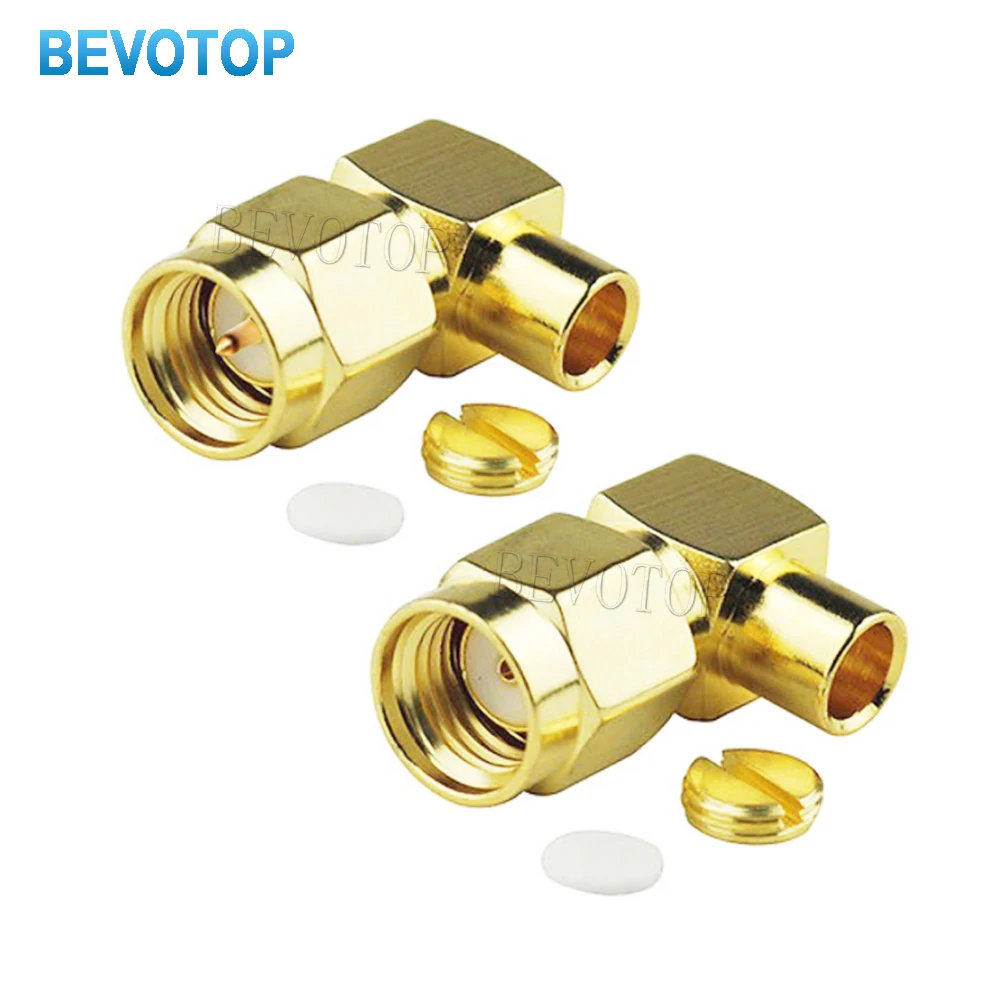 10Pcs/lot RG402 RP-SMA/SMA Male Right Angle 90 Degree Plug Soldering RF Connector for RG-402 RG141 RF Coaxial Cable 50-3 Pigtail