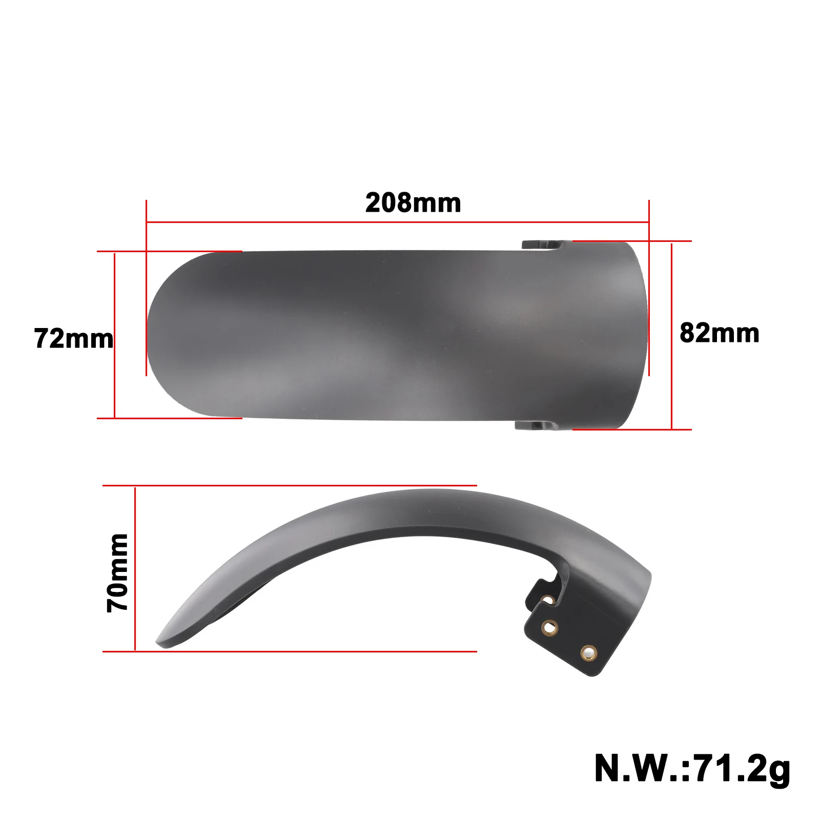 

Parts Mudguard Front Wheel Mudguard Electric Scooter 1pcs 208*82*70mm 72g Accessories Black Portable Practical