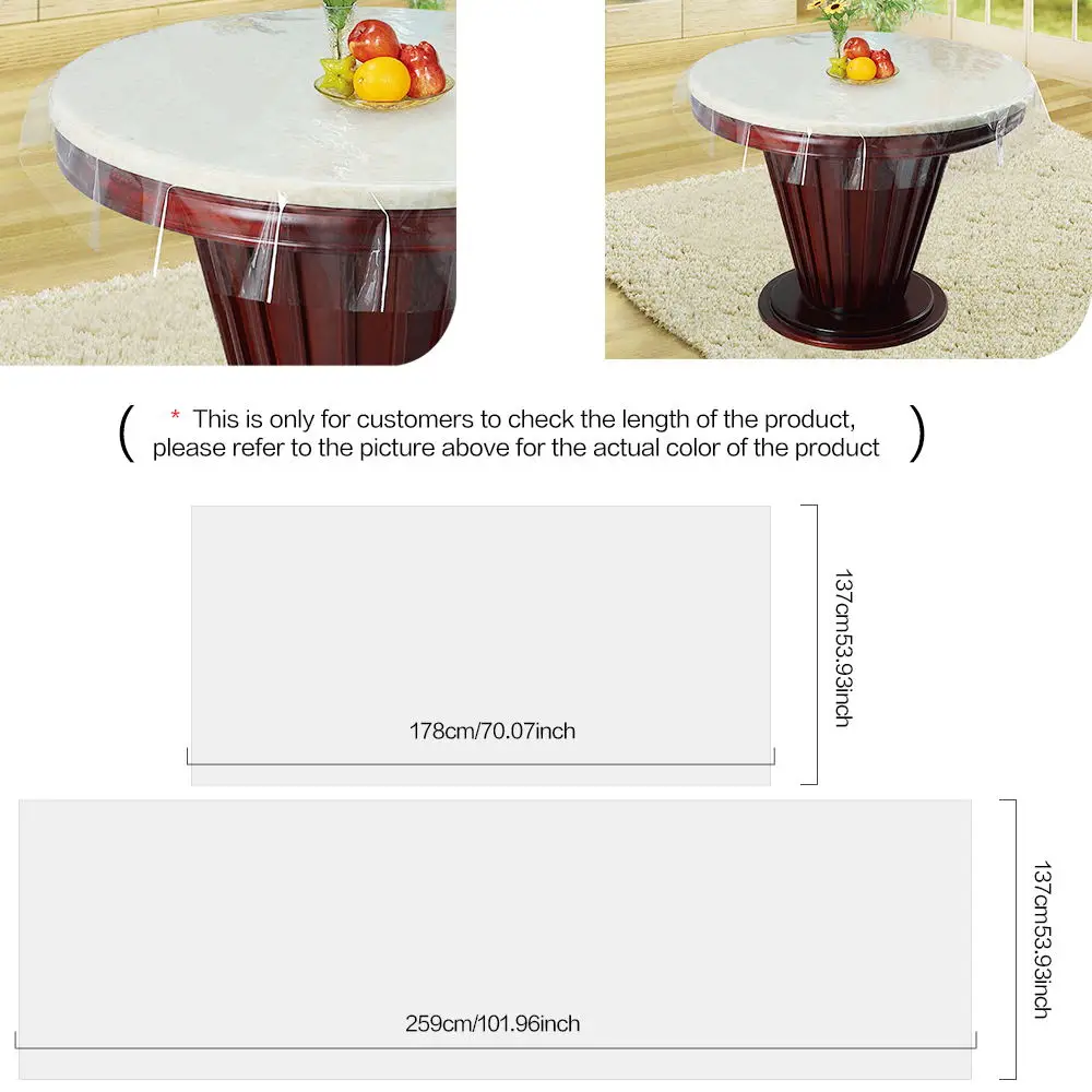 Transparent Square Round Tablecloth PVC Waterproof and Oil-proof Table Clothes Soft Glass Dinner Table Protector Home Table Mat