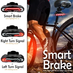 Rechargeable Bike Brake Taillight Turn Light Remote Control Turning lamp LED Waterproof Bicycle Alarm Anti Theft Rear Lights