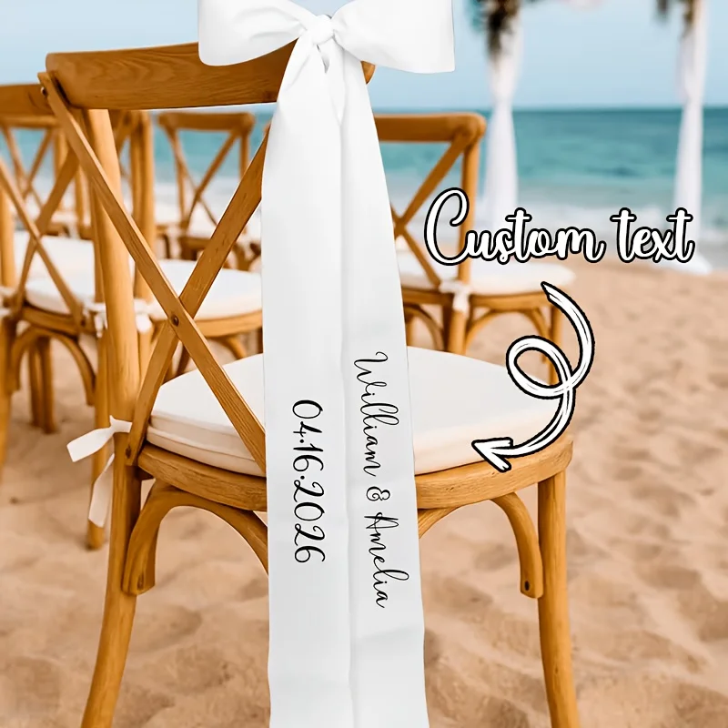 Personalized Wedding Chair Ribbon Custom Name Seat Seating  Engagement Party Decorations Wedding Day Seat Labels