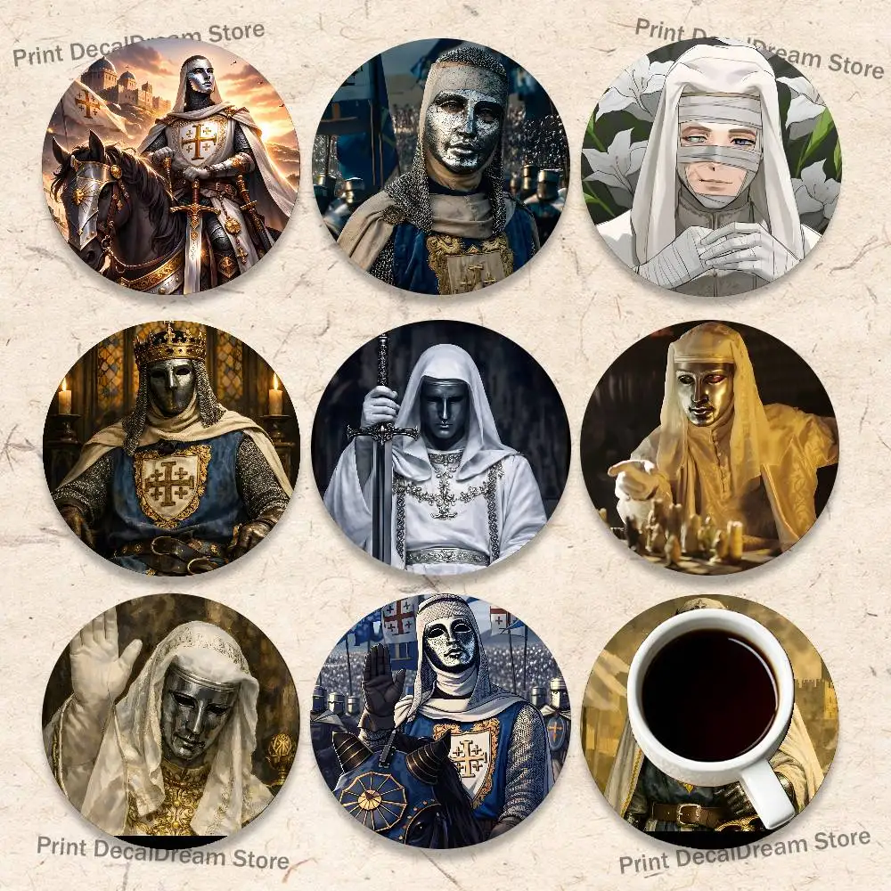 

Cool Baldwin IV of Jerusalem Round Coaster Non-slip table mat Insulated Coasters Kitchen Dining Room Tabletop Decor