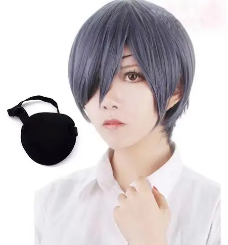 Anime Cosplay Wig Short Mixed Gray Blue Costume Synthetic Hair Cos Black Butler Ciel Phantomhive Wigs Peruca Pelucas