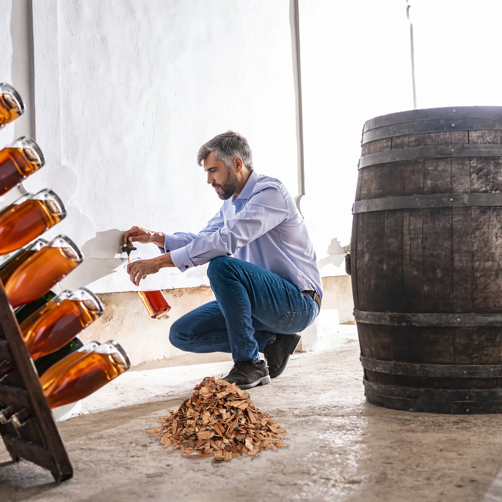 Cáscaras de Madera de Roble Francés Tostadas de Tamaño Mediano para Mejorar el Sabor y Aroma del Vino Tinto, Accesorios para la Elaboración Casera de Vino Tinto
